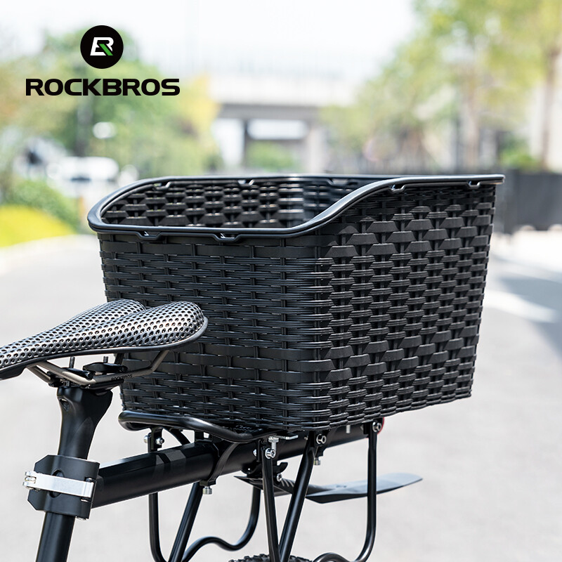 ROCKBROS Bike Rear Rack Basket 15L Storage Mount Portable Reflective With Cover