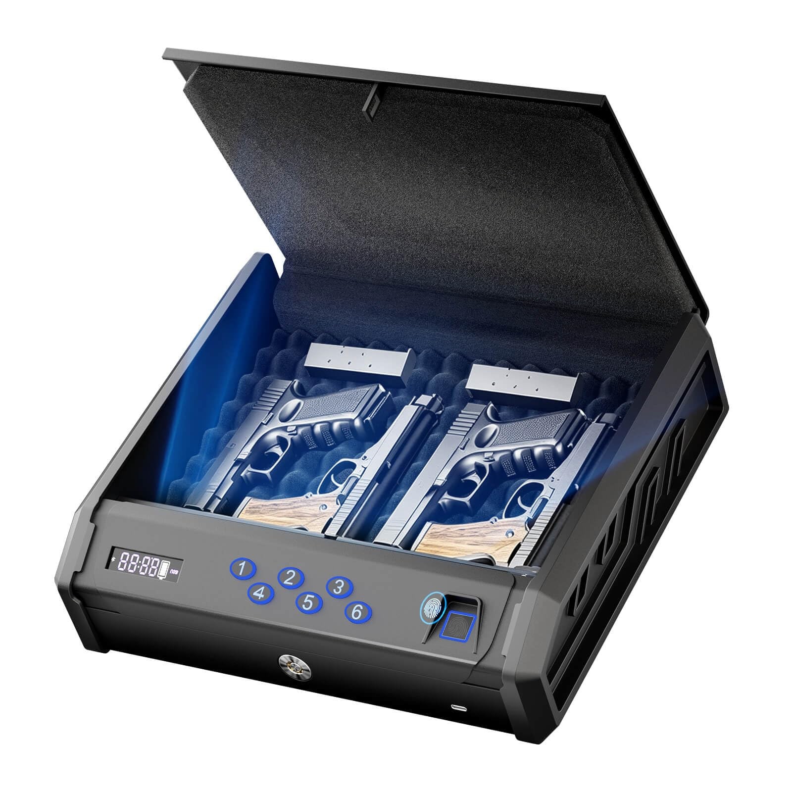 Large Biometric Quick Access Gun Safe for 4 Pistols,3-Ways Unlock Fingerprint...