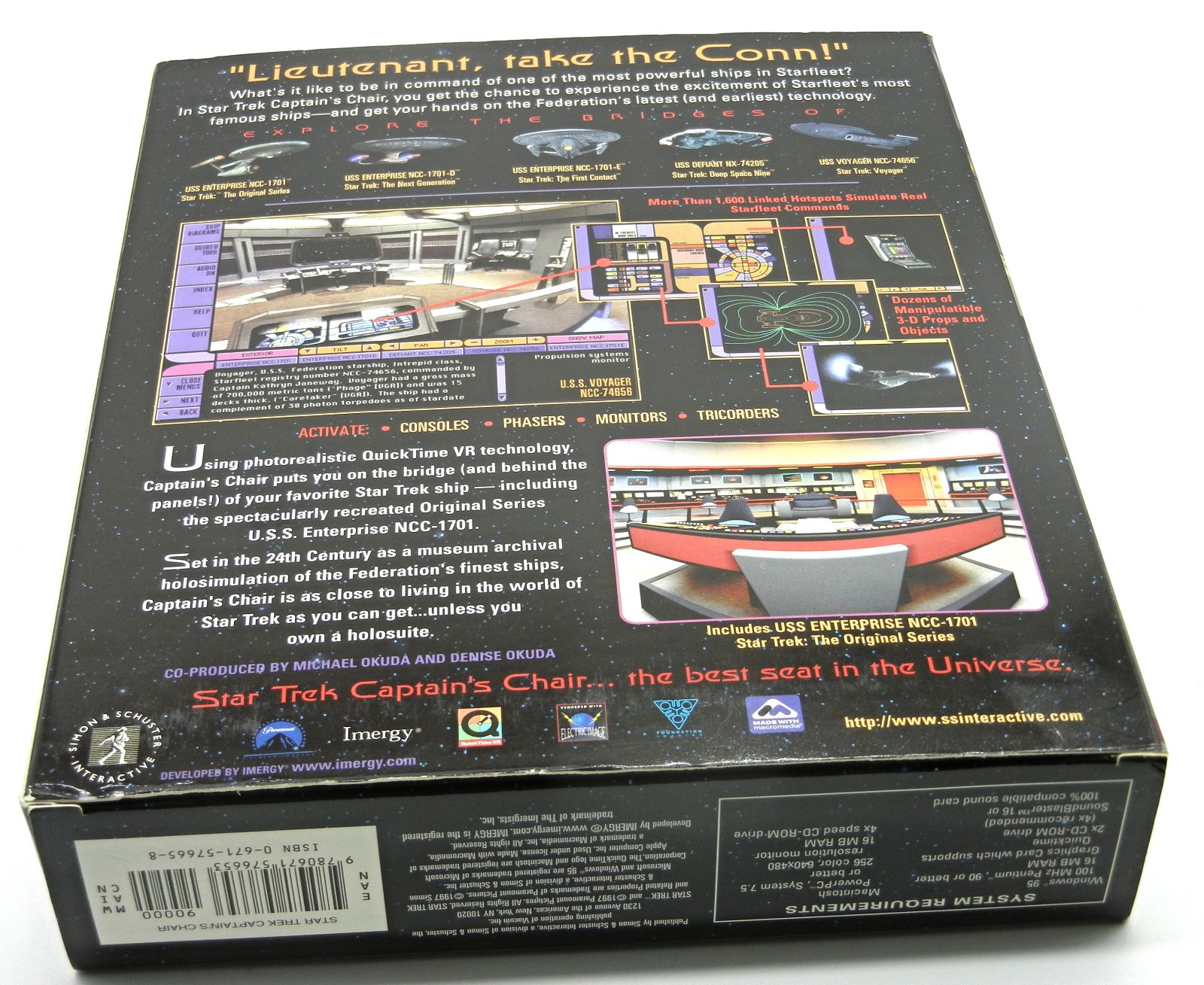 Star Trek: Captain's Chair PC/MAC USS Enterprise Deep Space Ship Decks Views CD