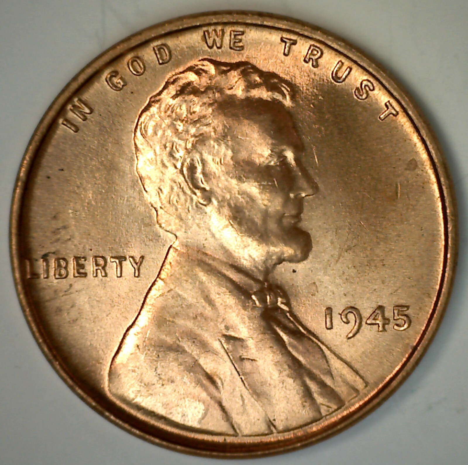 1945 Uncirculated Lincoln Wheat Cent Coin Nice Red Penny 1c