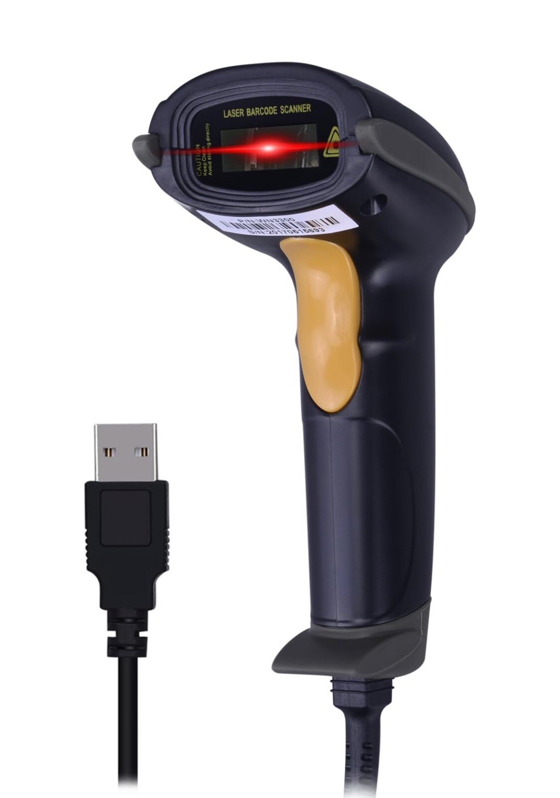 WoneNice USB Laser Barcode Scanner Wired Handheld Bar Code Scanner Reader Black
