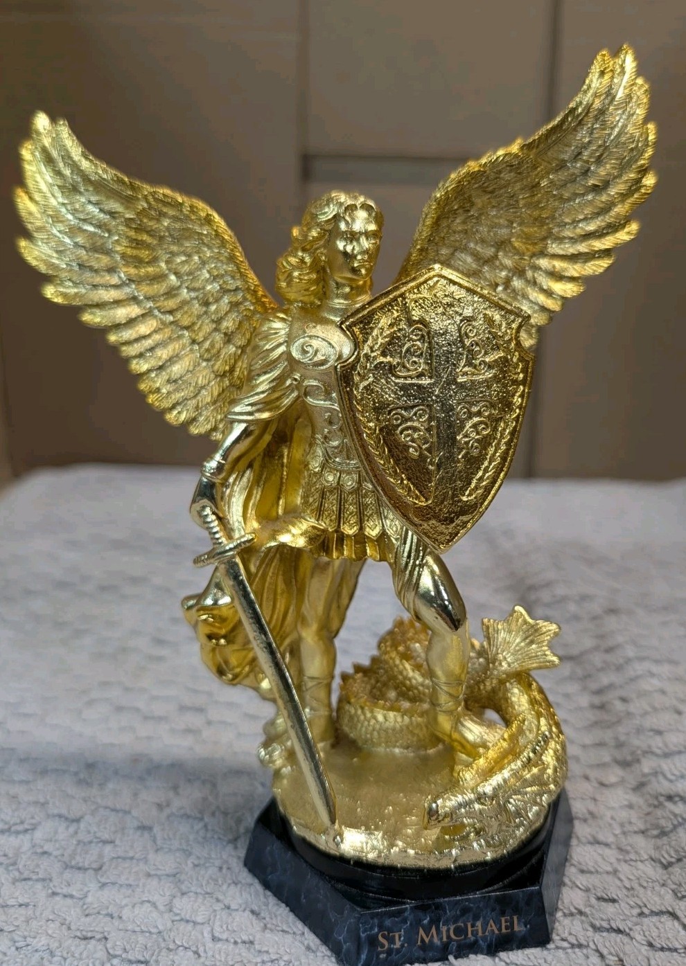 Gold Winged Warrior Angel Statue - Bradford Exchange Ltd Ed No. 202