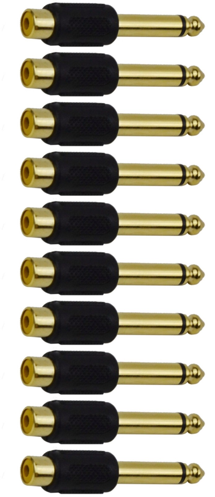 CESS 6.35mm 1/4 Inch TS #620: Mono Male to RCA Female,10-Pack, Gold