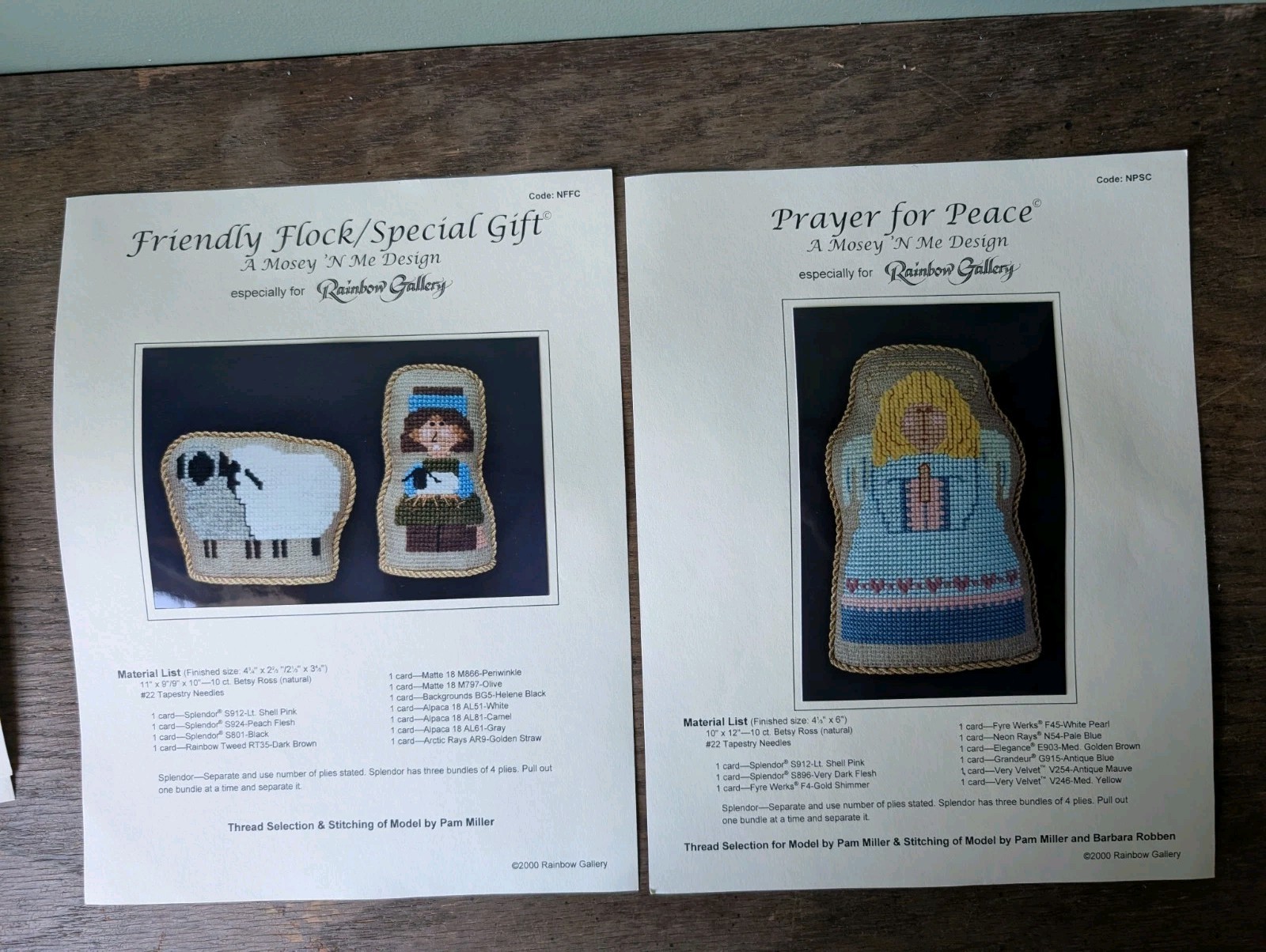 Lot of 10 Rainbow Gallery Nativity Needlepoint Patterns w/ Thread Material 2000