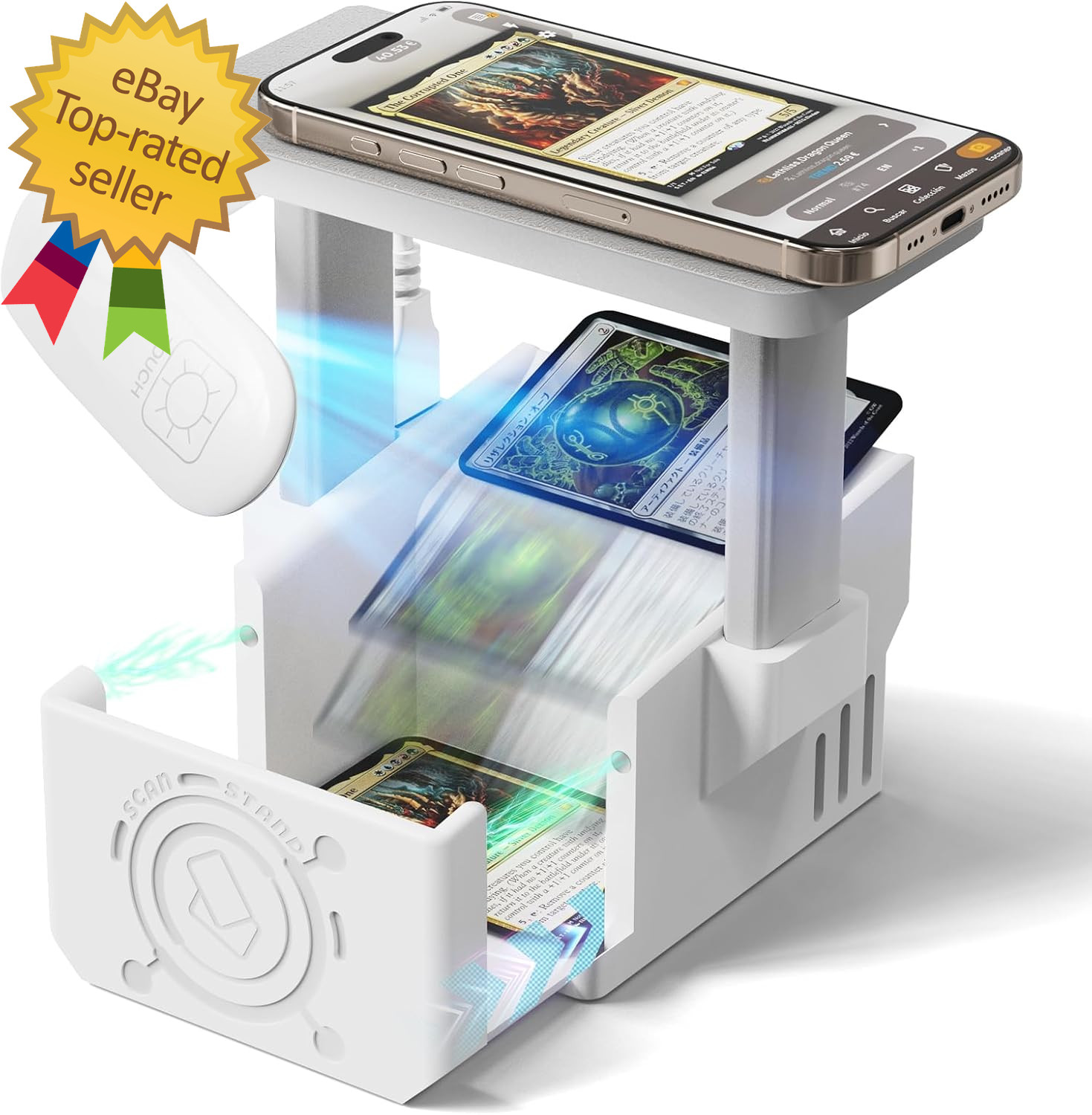 Card Scanner Pro for Trading Cards – MTG & TCG Card Scanner Stand with LED Light