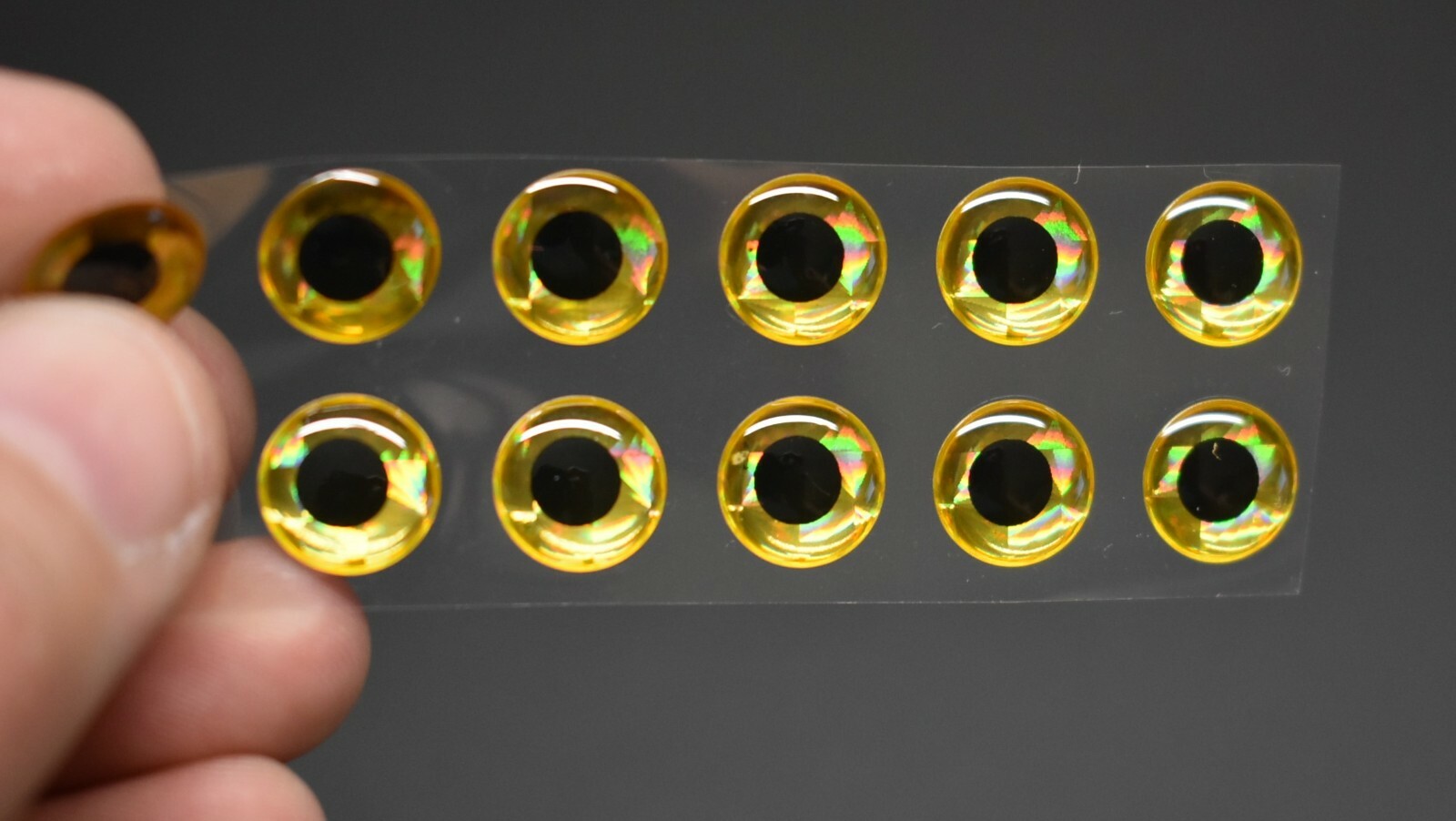 18  Holo.  GOLD  3D Soft Molded 10mm .3937" Adhesive Eyes Fly Tying Lures