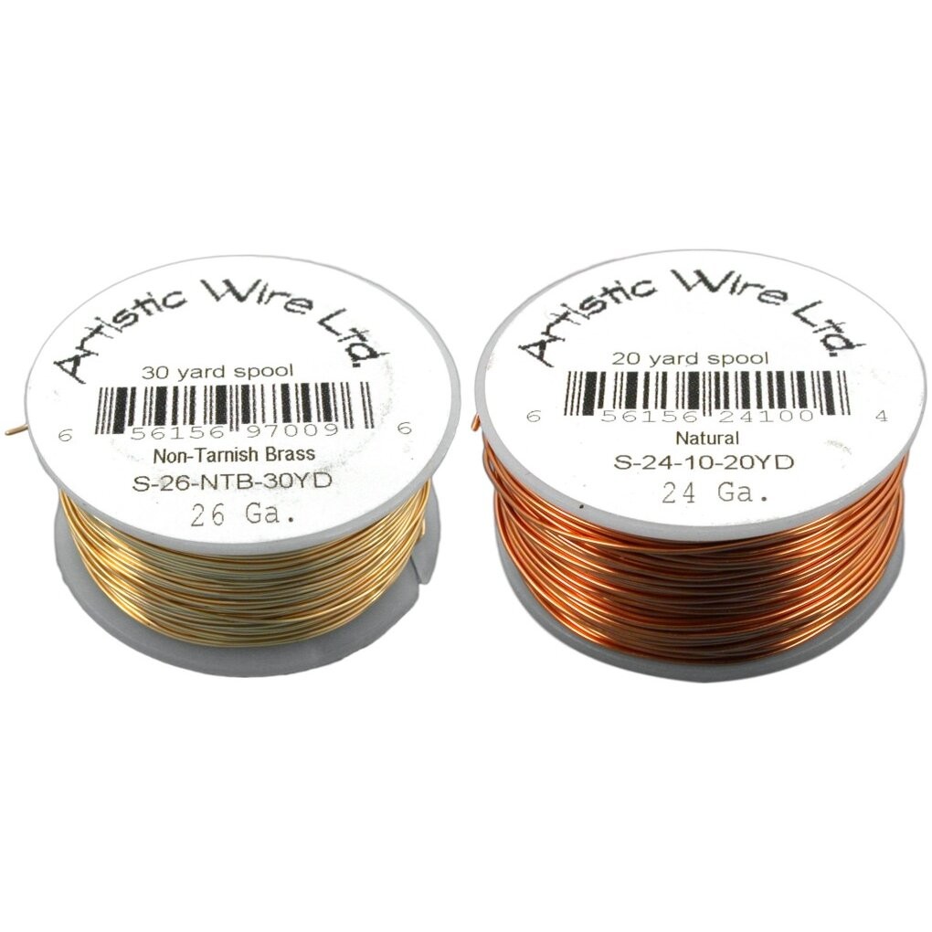 2 Pcs Artistic Wire Beading Craft Brass 26 Guage 90ft Natural 24G 60ft Kit