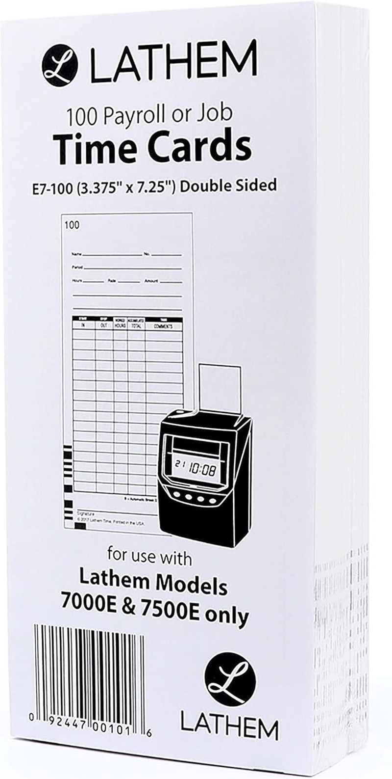 Universal Time Clock Cards, 2-Sided Bi-Weekly Format, 100 Pack Numbered, White T