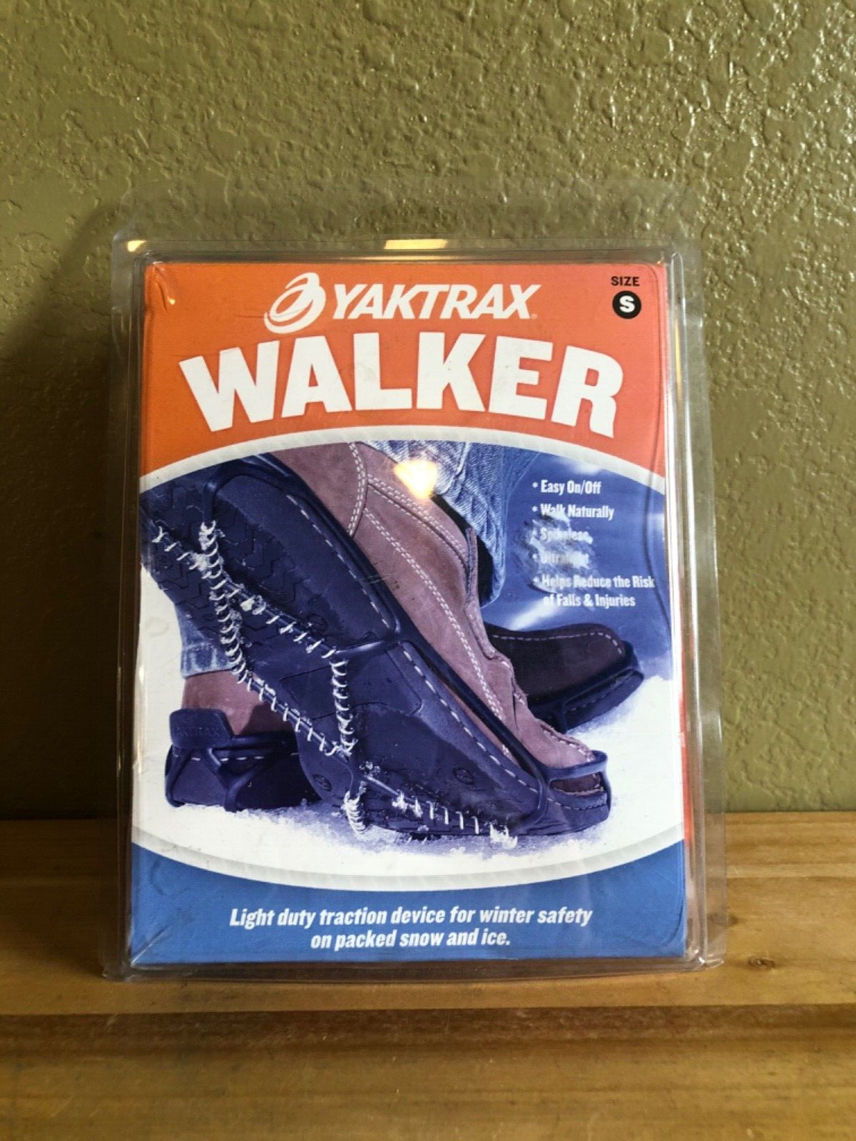 NIOB Yaktrax Walker Traction Cleats for Snow and Ice -ORANGE- Size Small