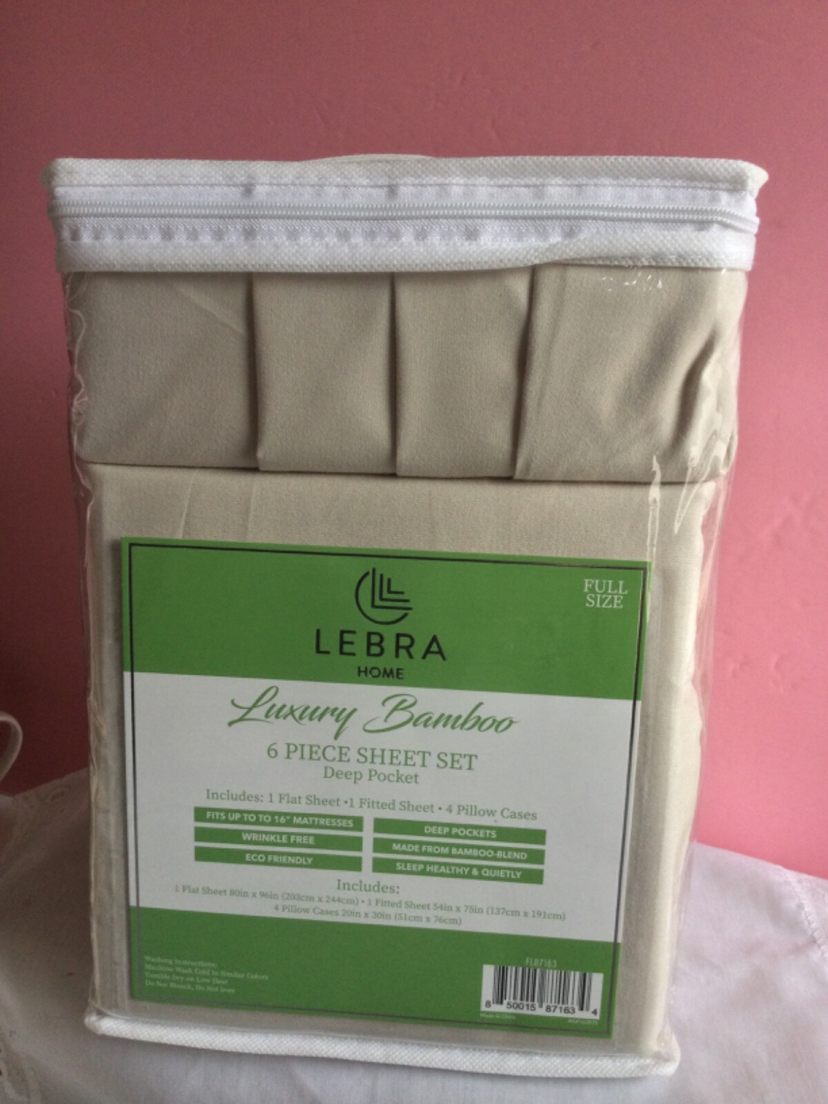 Lebra Home Luxury Bamboo 6 Pc Sheet Set Size Full Light Brown NEW
