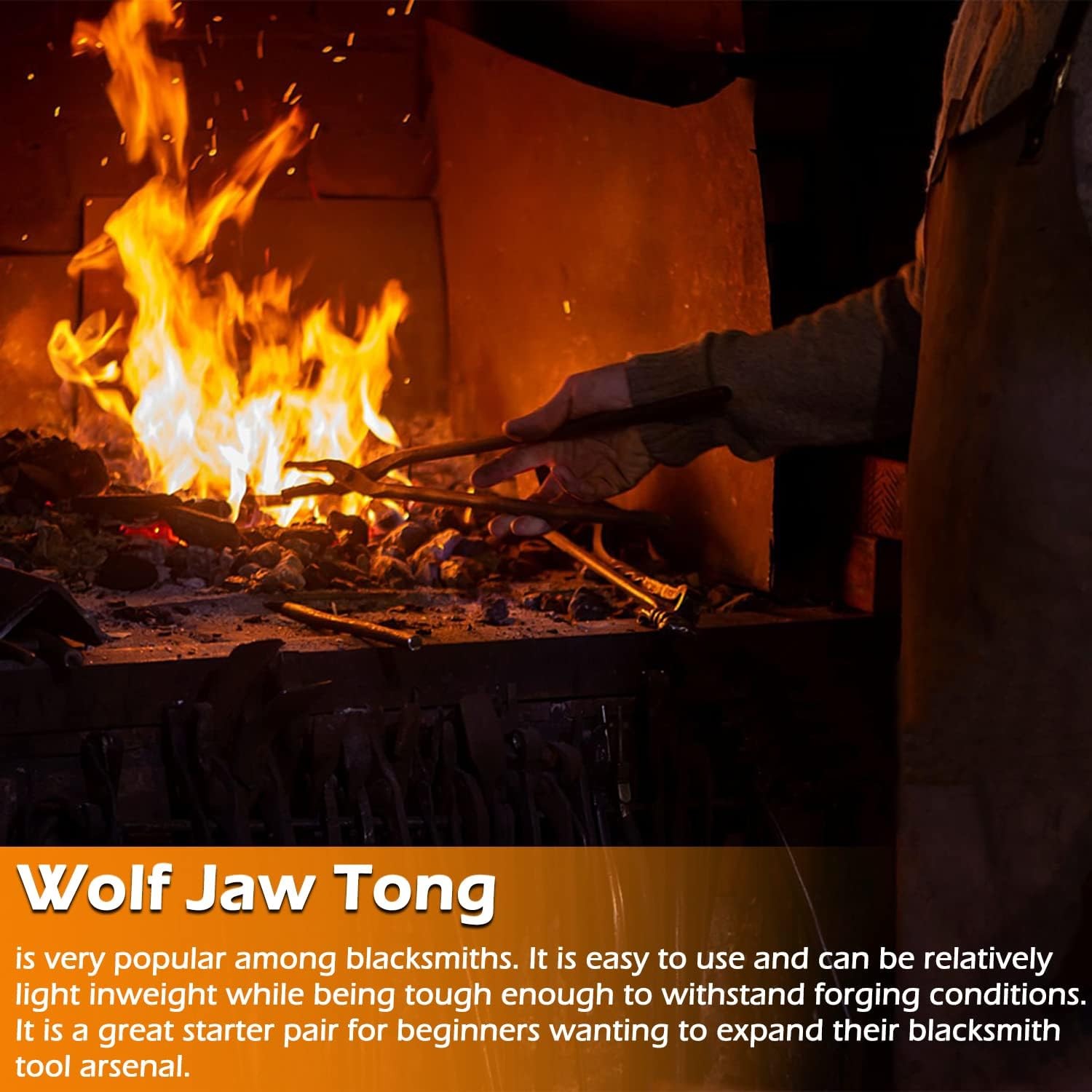 16" Wolf Jaw Blacksmithing Tongs Multipurpose Forge Tool For Beginner