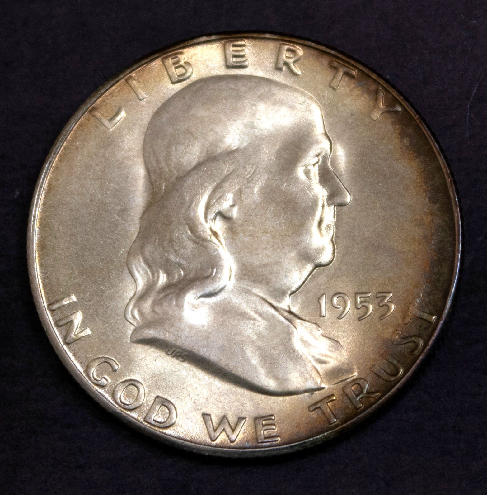 1953 S Franklin Half Dollar Gem BU Album Tone...............Lot 5887