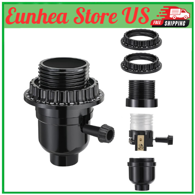 Durable Medium Base Lamp Socket with 2 Shade Rings for Easy Replacement