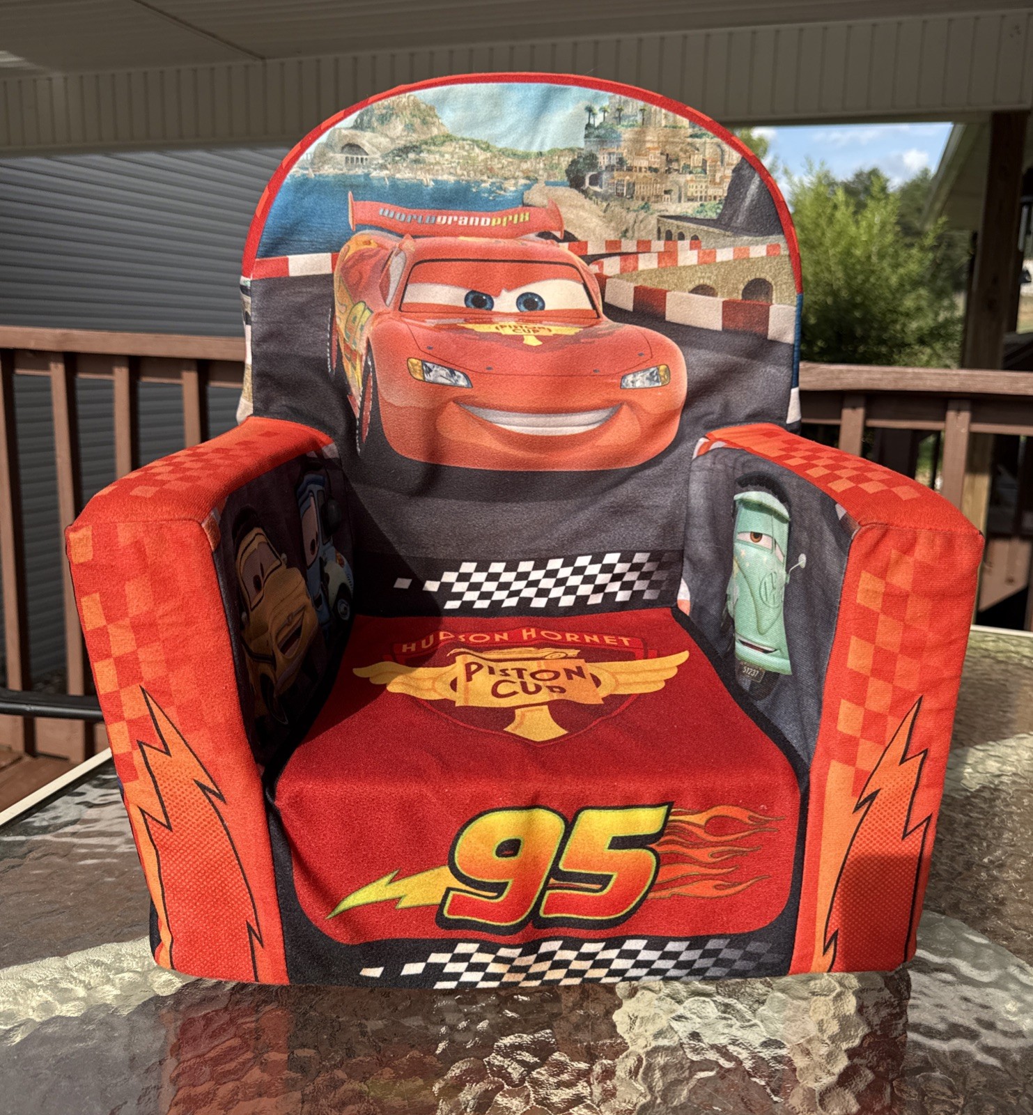 DISNEY CARS Lightning McQueen Plush Foam Toddler Chair Retired RARE Pixar Red