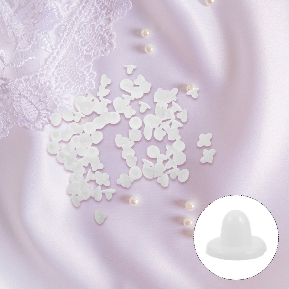 100pcs White Silicone Flat Earring Backings - Secure Earring Back Stopper Disc