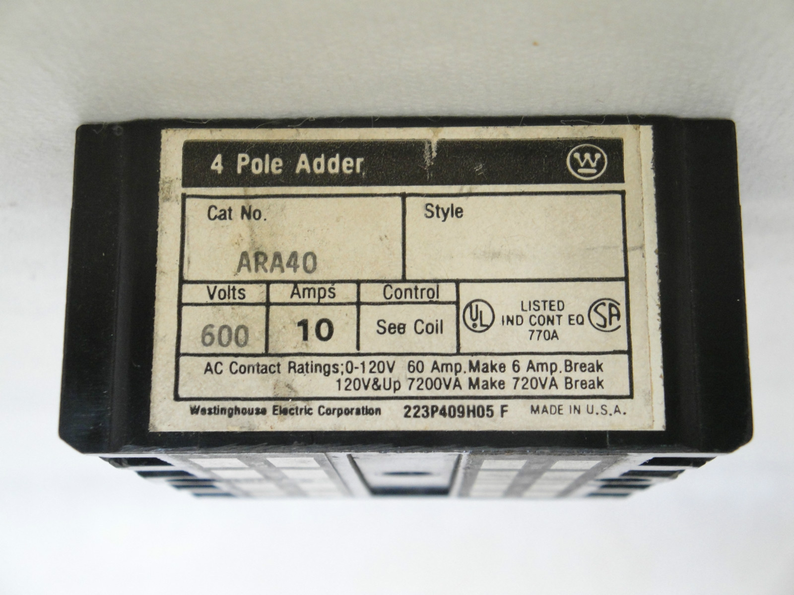 NEW WESTINGHOUSE ARA40 4 POLE ADDER