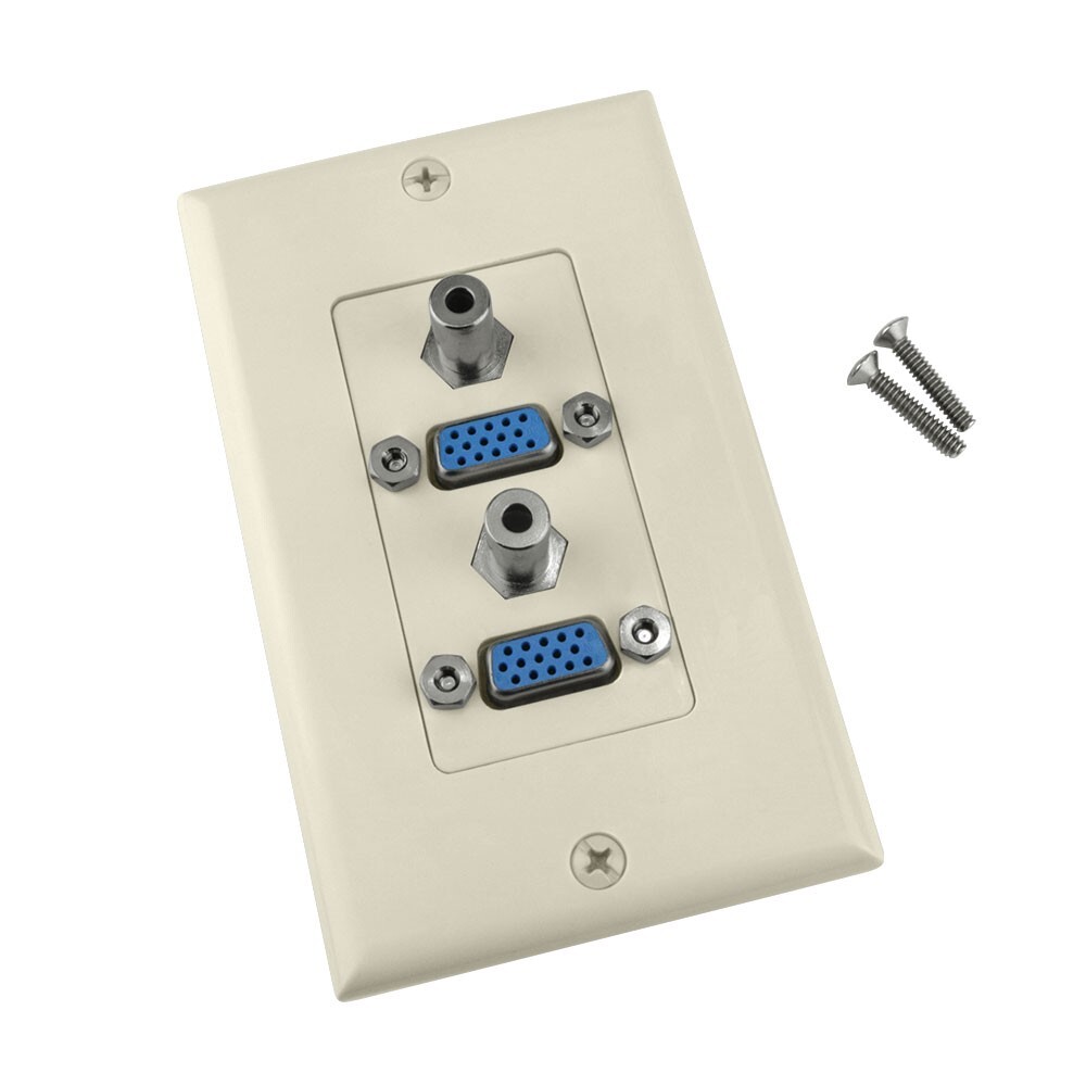 Construct Pro VGA + 3.5mm Dual Audio Wall Plate (Light Almond)