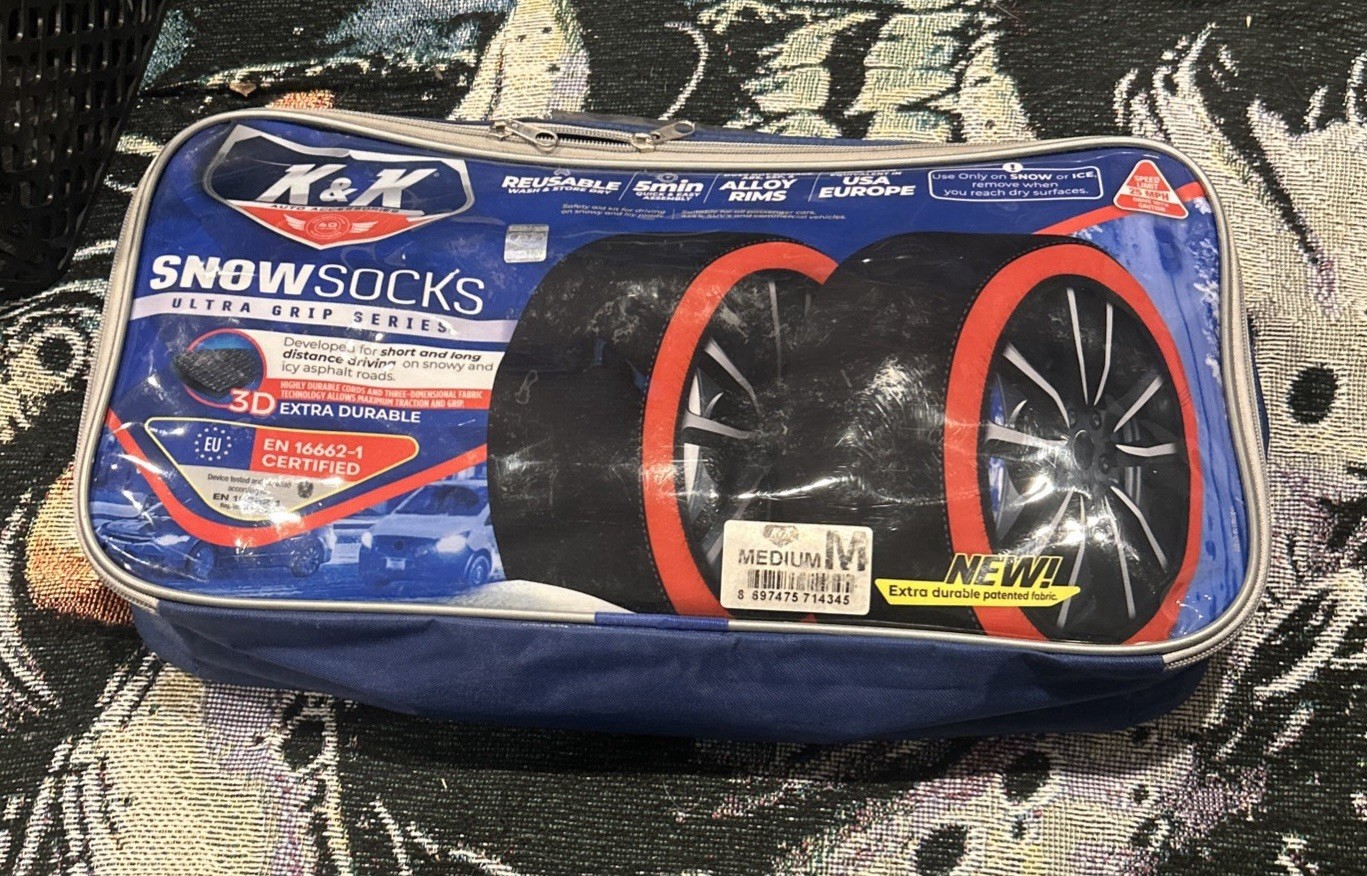 K&K Snow Sock Ultra Grip Series Reusable Snow Tire Traction Covers Medium NEW