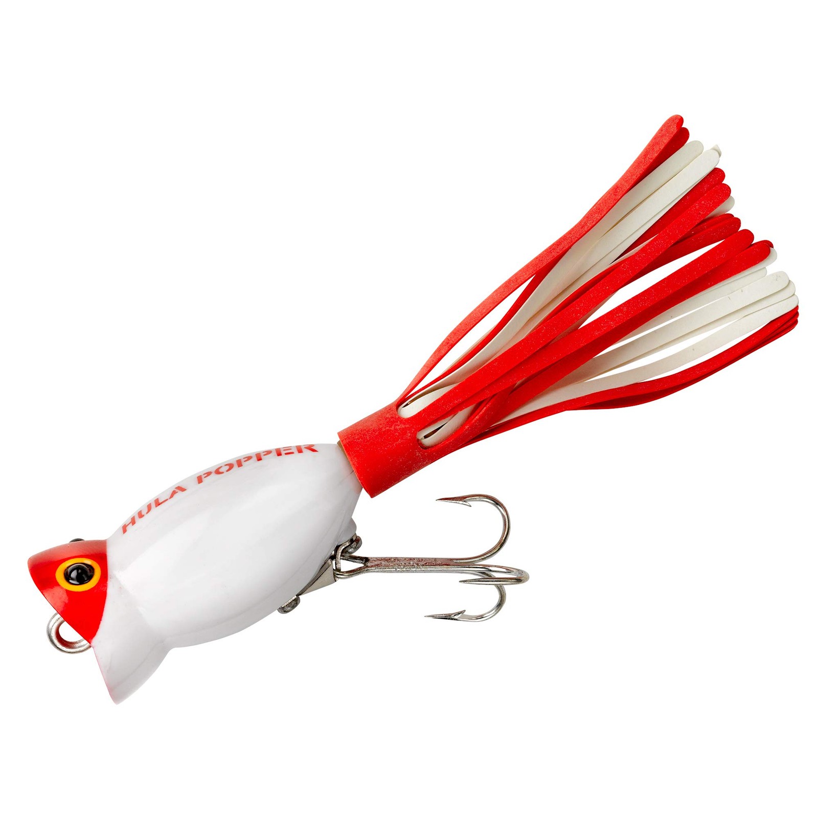 Arbogast Hula Popper Topwater Fishing Lure, 2 1/4 in, 5/8 oz, White/Red Head