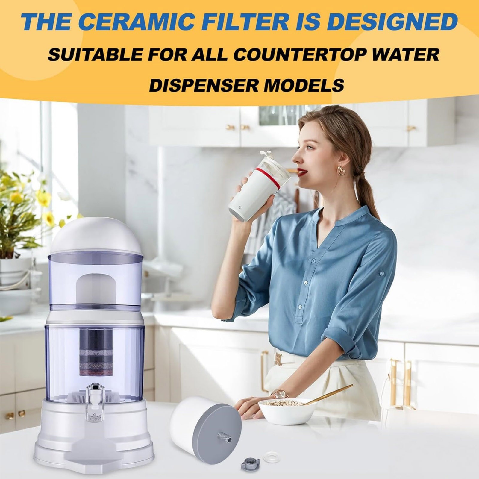 Ceramic Water Filter Cartridges 2 Pack 0.2 Micron for Gravity Fed Countertop