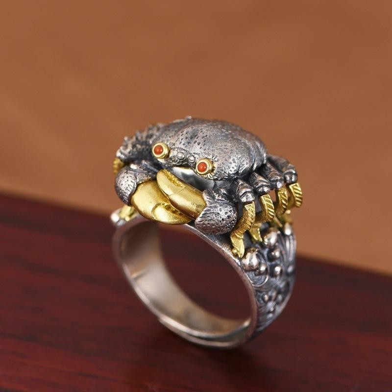 Crab Ring Vintage Adjustable Open Design Men Jewelry Retro Finger Accessory