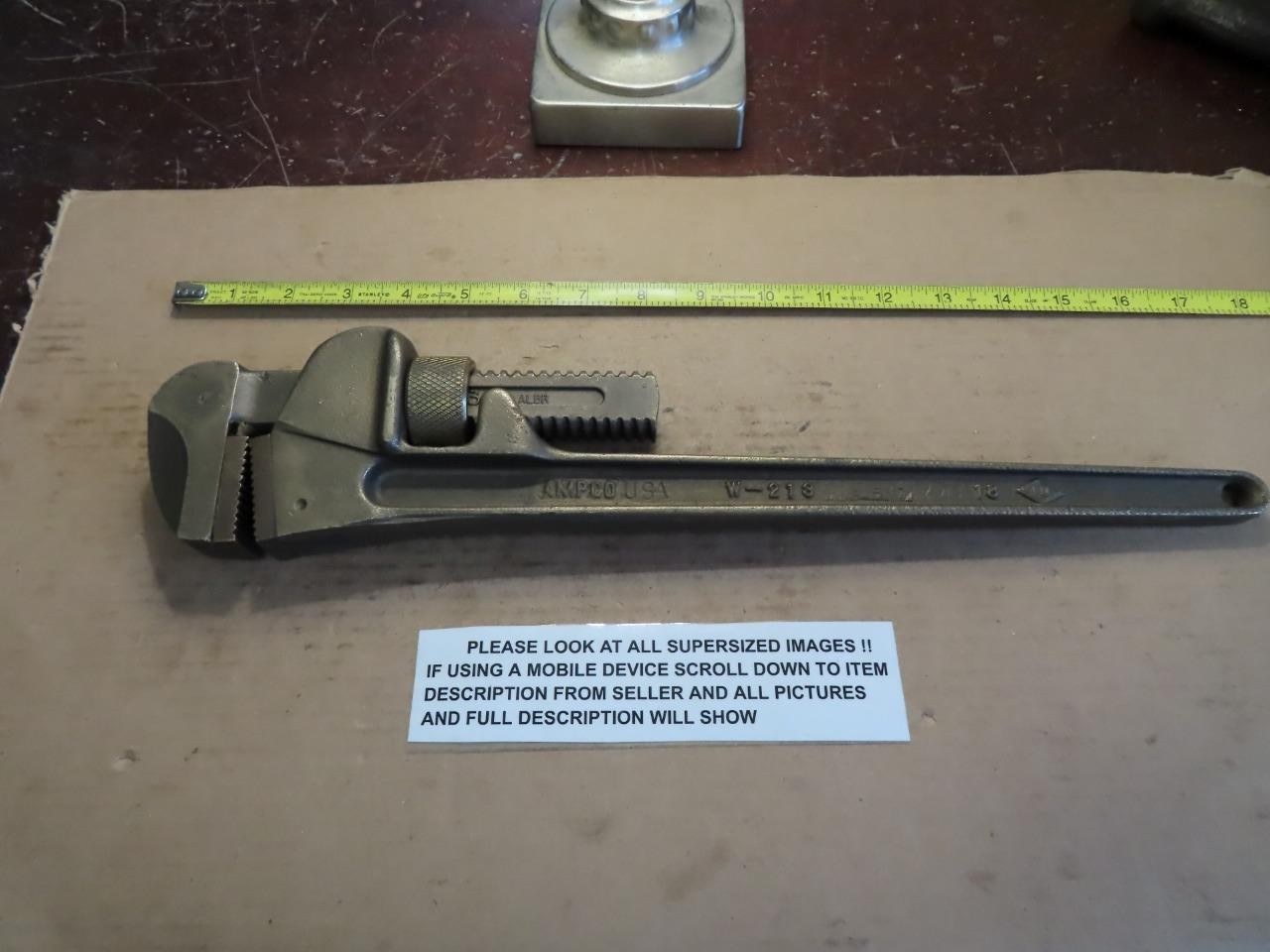 AMPCO MODEL W-213  18" Aluminum Bronze  NON SPARKING SAFETY PIPE WRENCH CLEAN