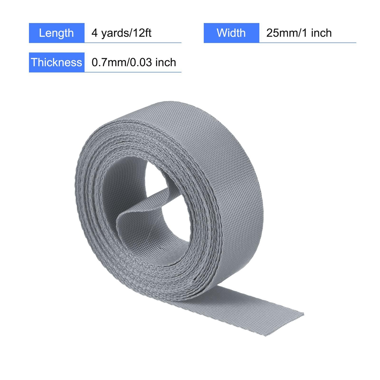 Flat Nylon Webbing Strap 1 Inch 4 Yards Gray for Backpack, Luggage-rack