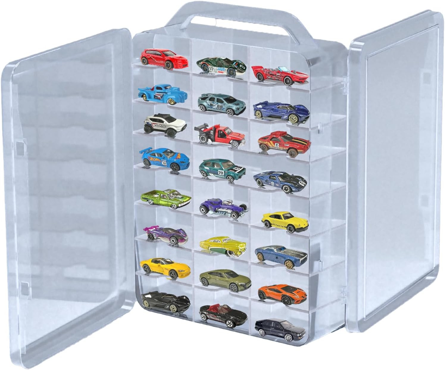 Double Sided Storage Case for Hot Wheels Storage with Carrying Handle, Portable