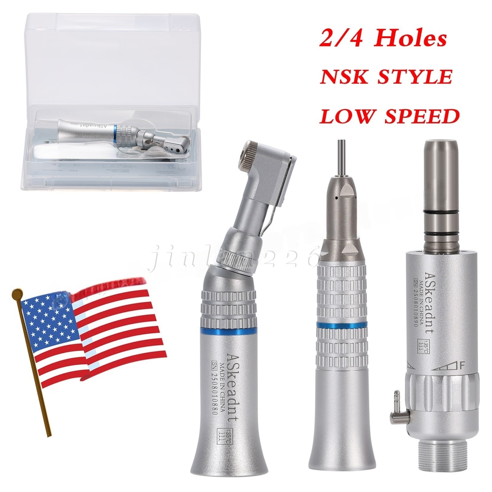 NSK Style Dental Slow Low Speed Handpiece Straight Contra Angle Air Motor 4/2H
