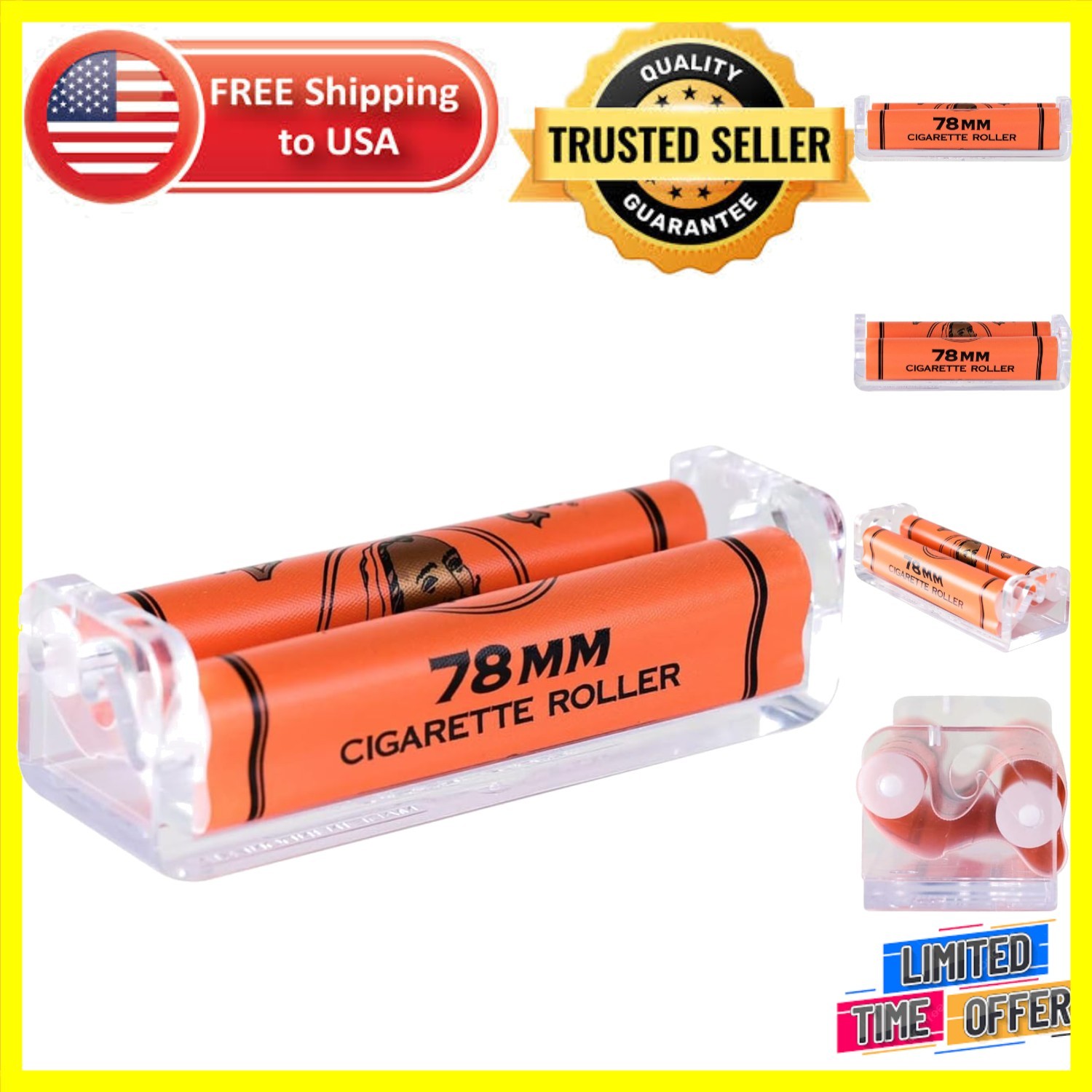 Durable Zig Zag Cigarette Roller - Compact 78mm Size for Consistent Rolls