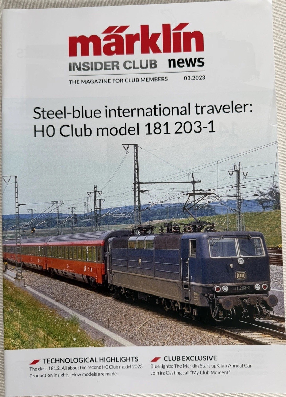 Marklin Insider Club News Issue 3/2023 "Steel-blue...HO club model 181 203-1" En