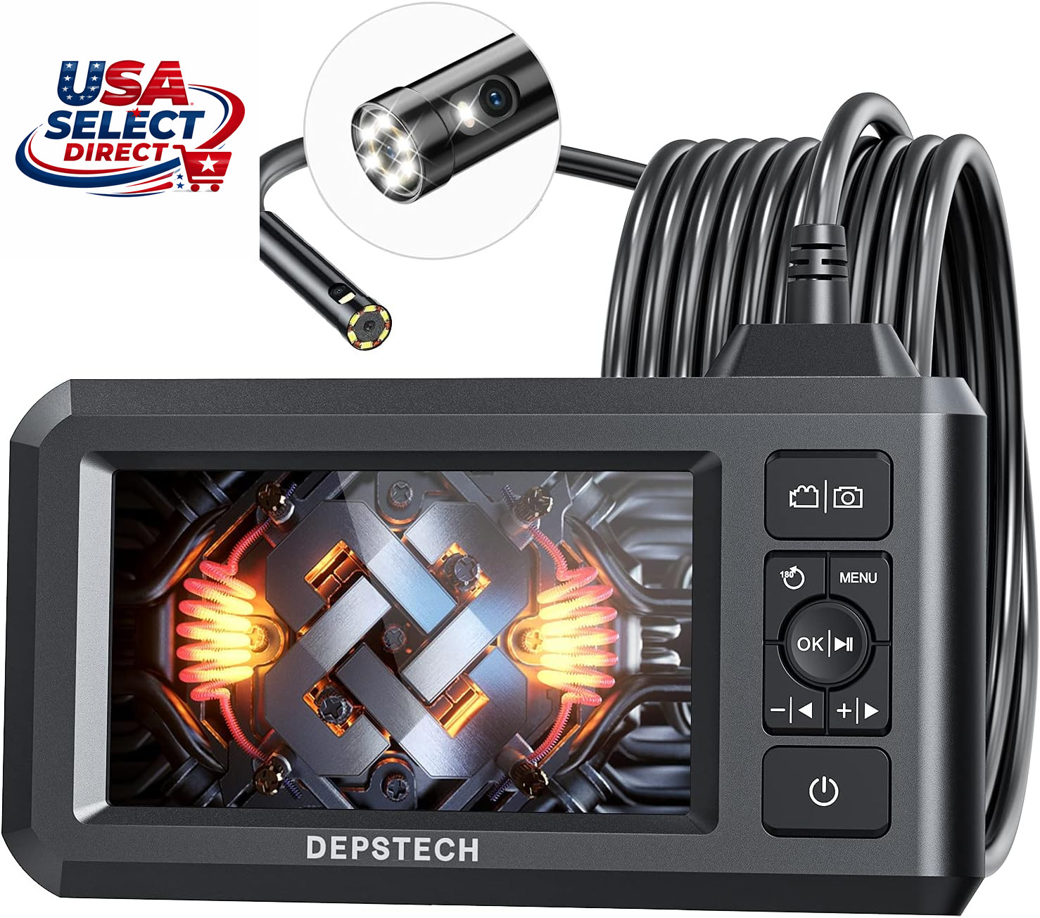 1080P Dual Lens Inspection Endoscope Camera 4.3" Screen 16.5FT Cable