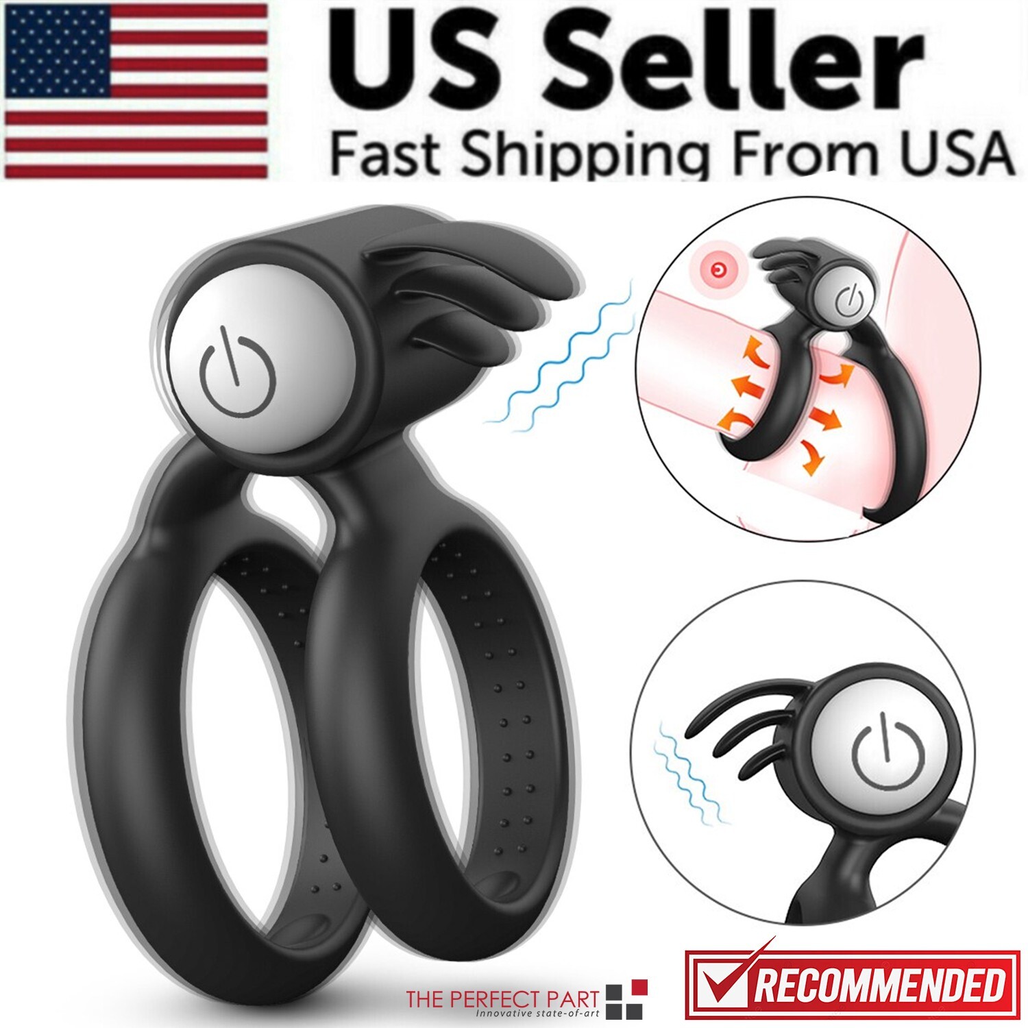 Male Vibrating Cock Ring Waterproof Penis Vibrator Couple Sex-Toy Clit Orgasm