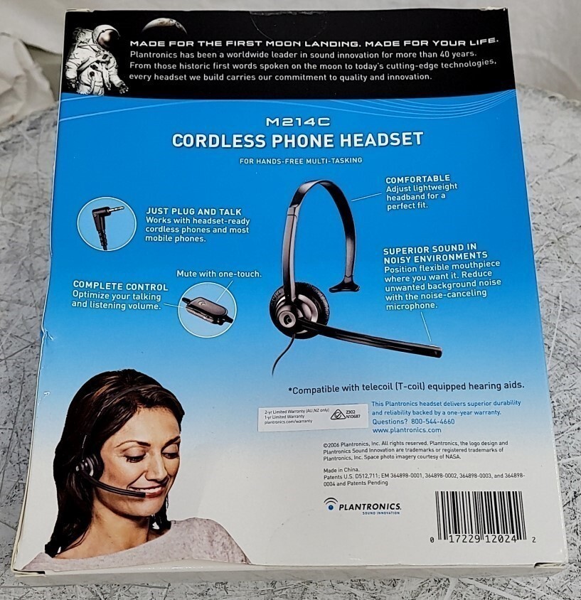 NEW SEALED BOX Plantronics M214C Cordless Phone Headset SEE NOTES