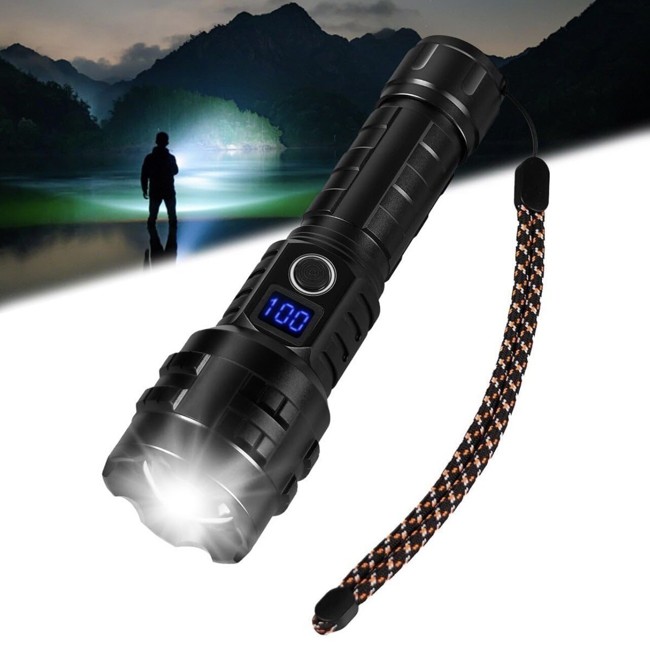 rechargeable led flashlight 5 Modes Bright IPX7 Waterproof For Emergency Hiking