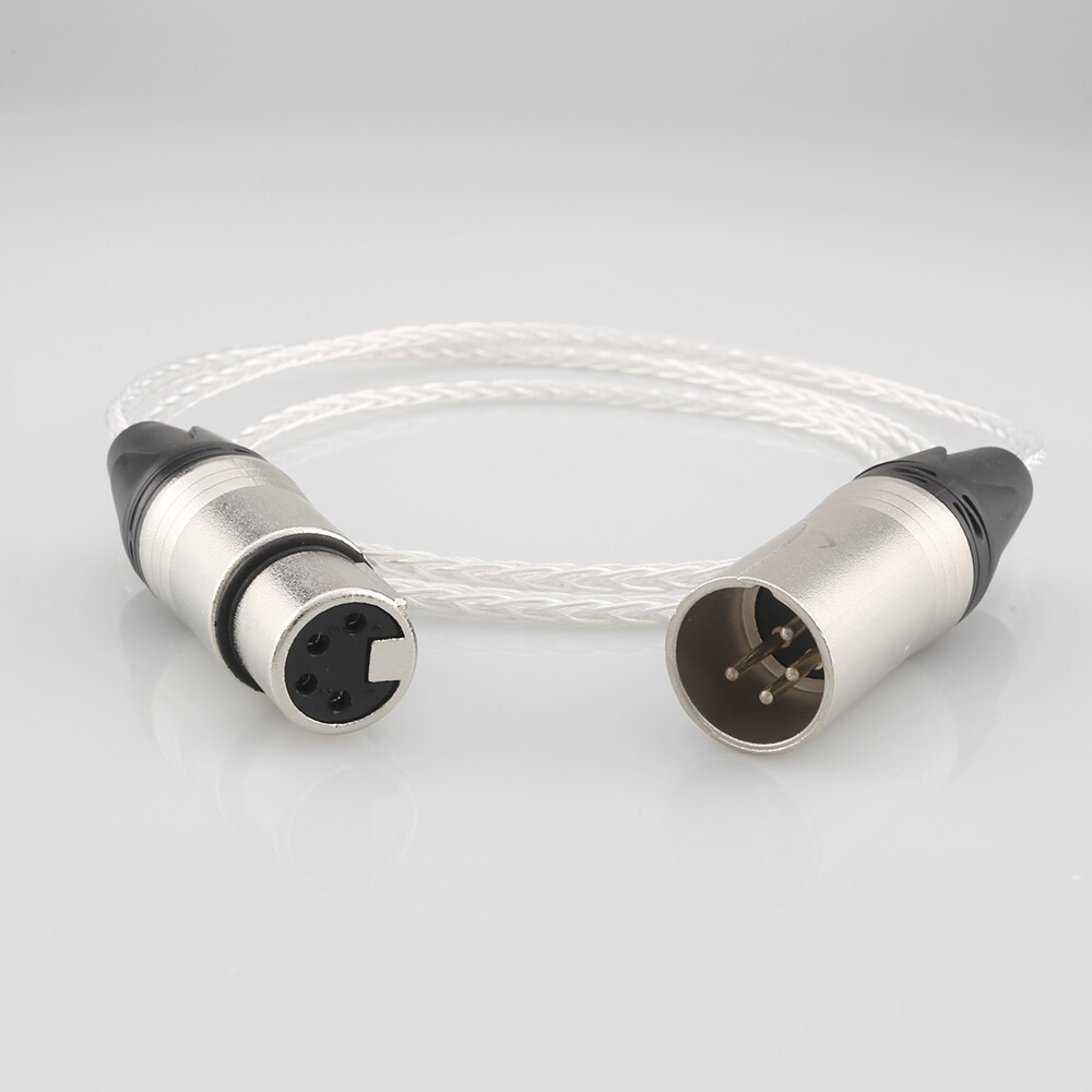 4-Pin XLR Male to Female 5N PCOCC Audio Cable 8Cores Headphone Extension Cable