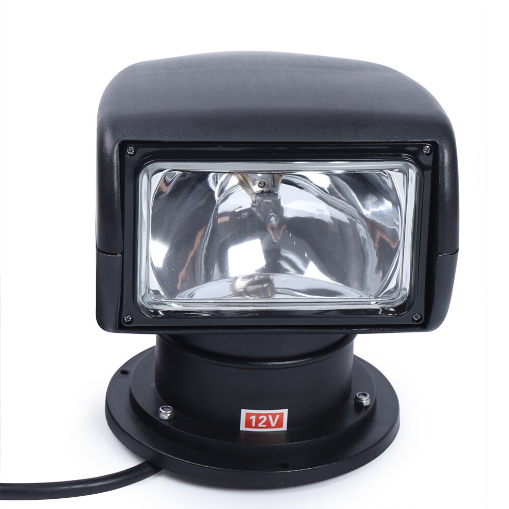 Black Remote Control Spotlight Boat Search Light Halogen 360 Rotate 12V 100W!