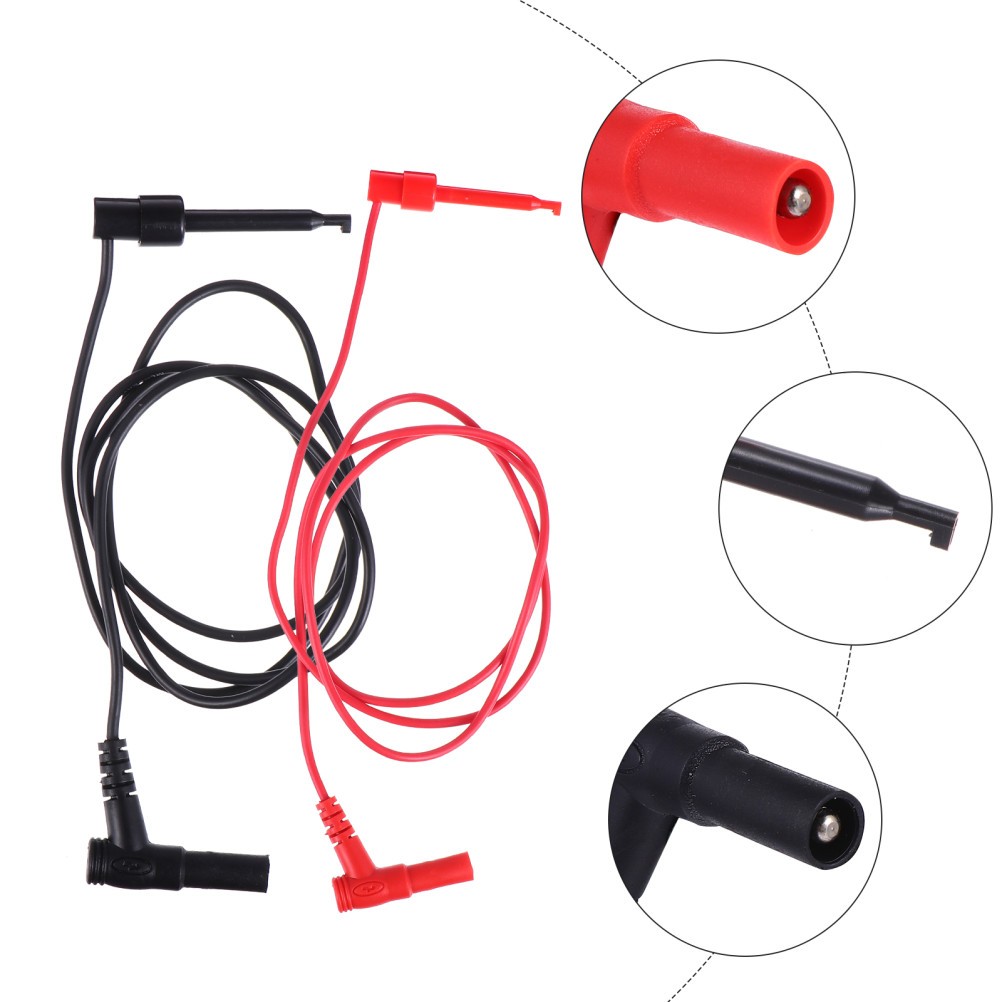2Pcs Durable Electrical Test Leads with Copper Hooks for Multimeter Home Use