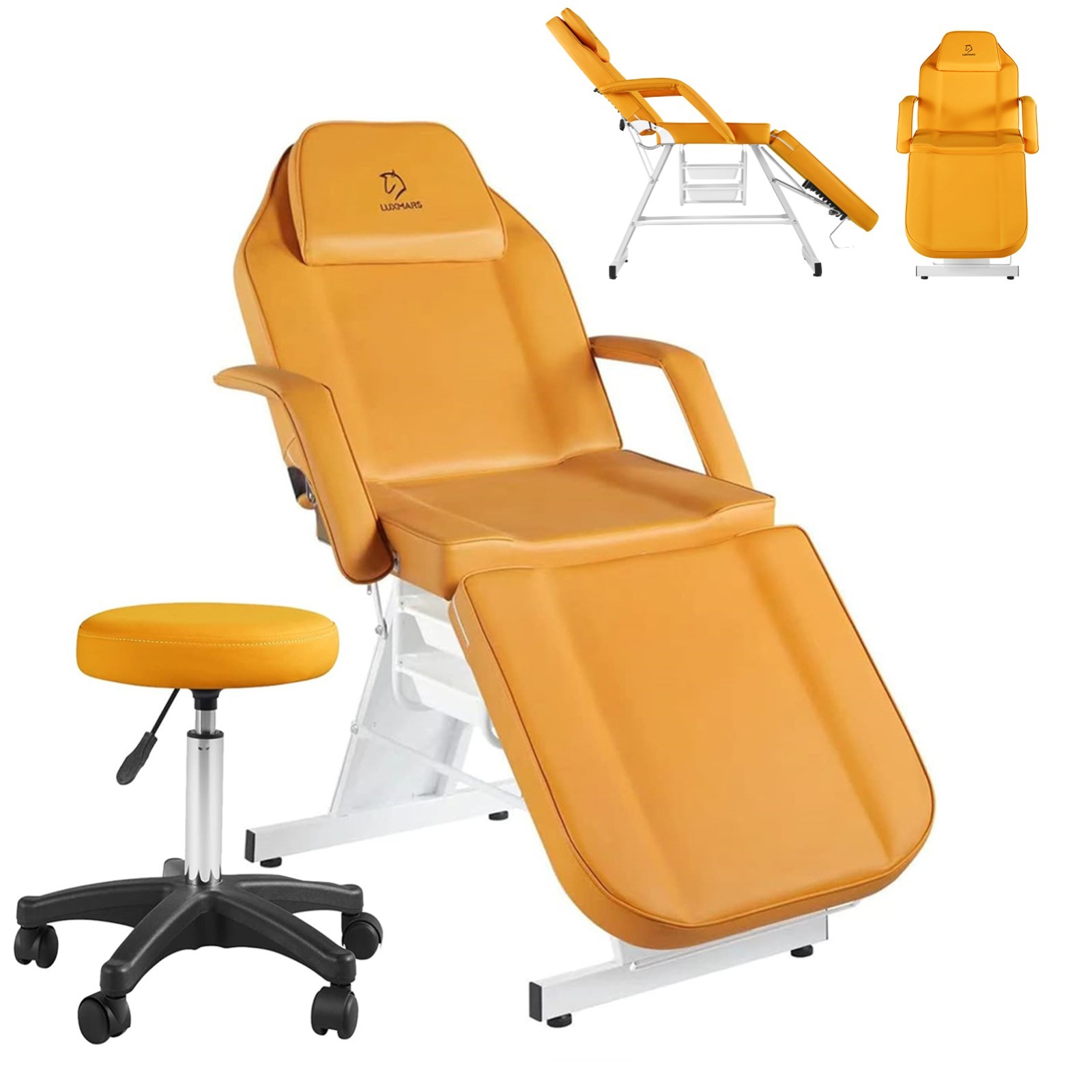 Facial Chair Adjustable Tattoo Chair with Stool Lash Bed for Beauty Spa Massage