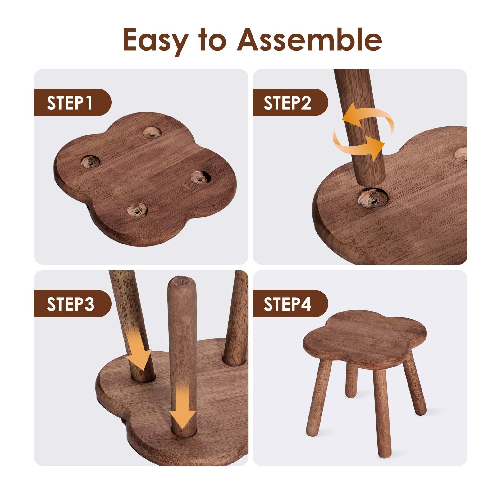 Wooden Step Stool for Adults Upgraded11.6inch Small Wooden Stool with Four De...