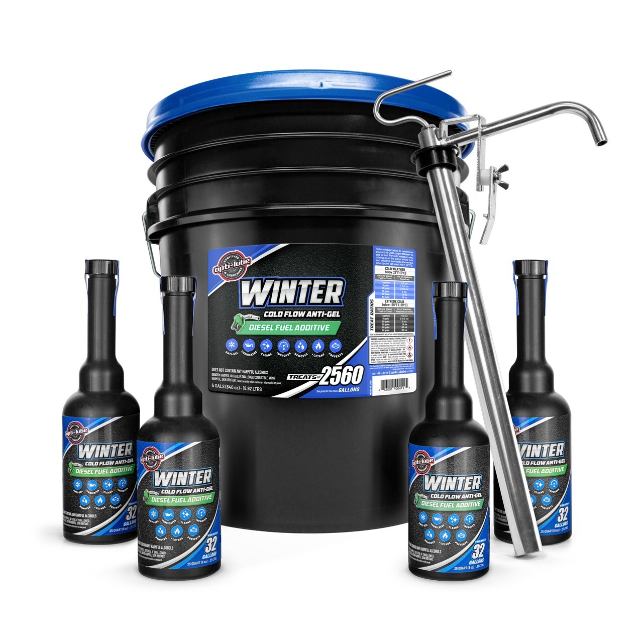 OPTI-LUBE WINTER ANTI-GEL DIESEL FUEL ADDITIVE: 5 Gal Pail w/ Long Accessories