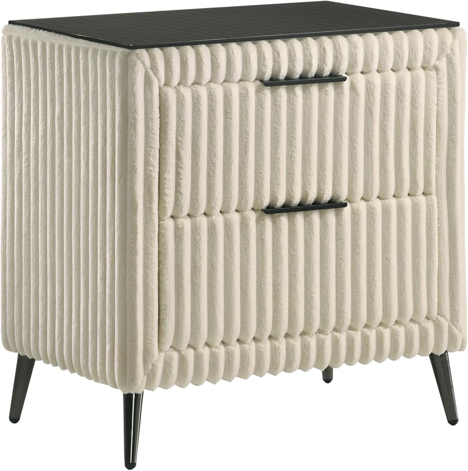 Cream Wide Wale Corduroy Nightstand for Chic and Stylish Storage