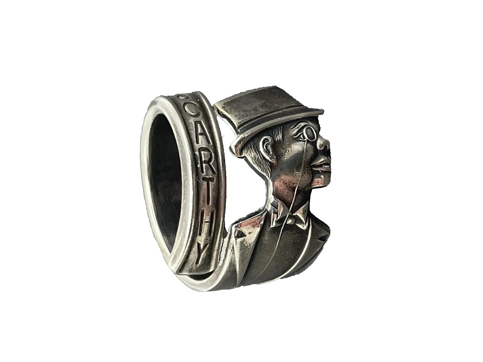 Charlie McCarthy Ring Ventriloquism Dummy Magic Puppets Silverplated