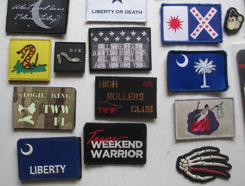 56 ASSORTED EDC MORALE PATCHES EMBROIDERED, PVC LASER CUT & PRINT HOOK & LOOP