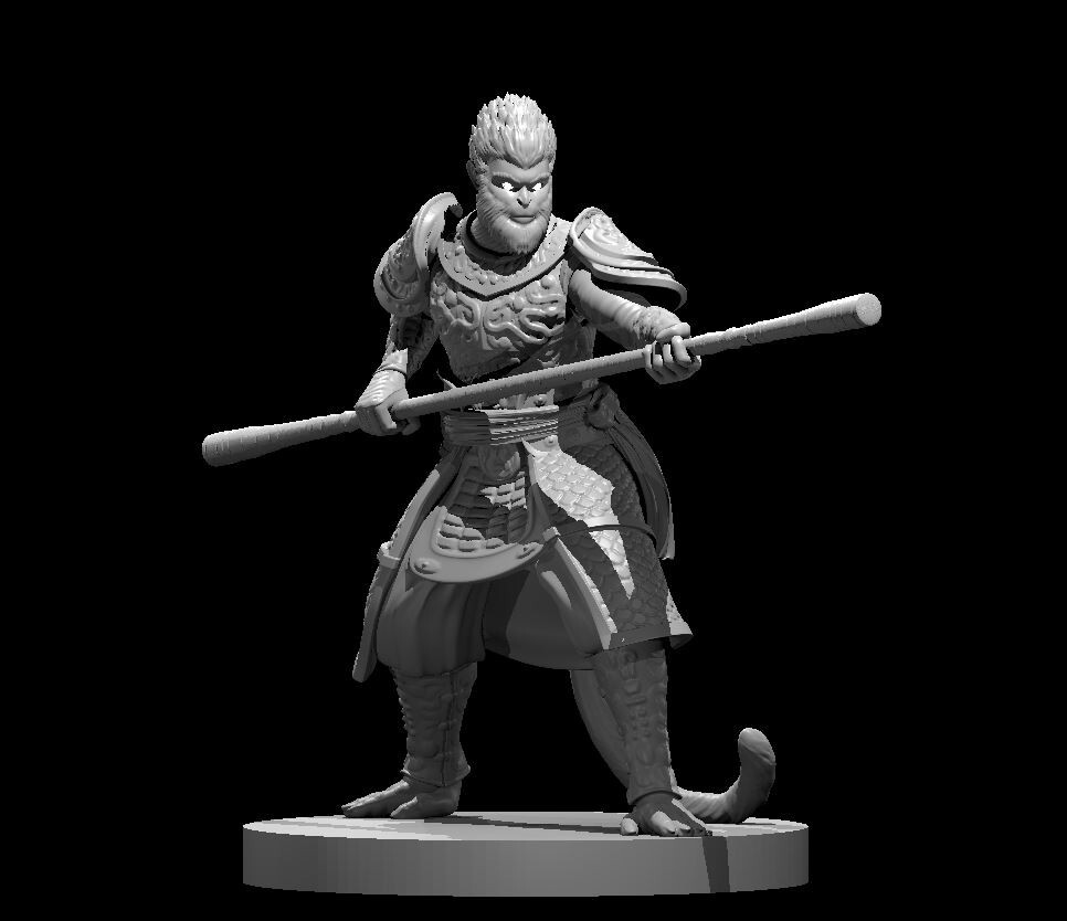 Monkey King Fighter Sun Wukong Monk Warrior NPC 28mm Scale DND D&D Tabletop Mini