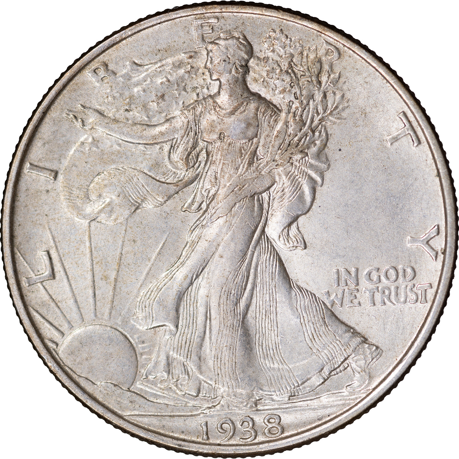 1938 50C Walking Liberty Half Dollar ~ High AU