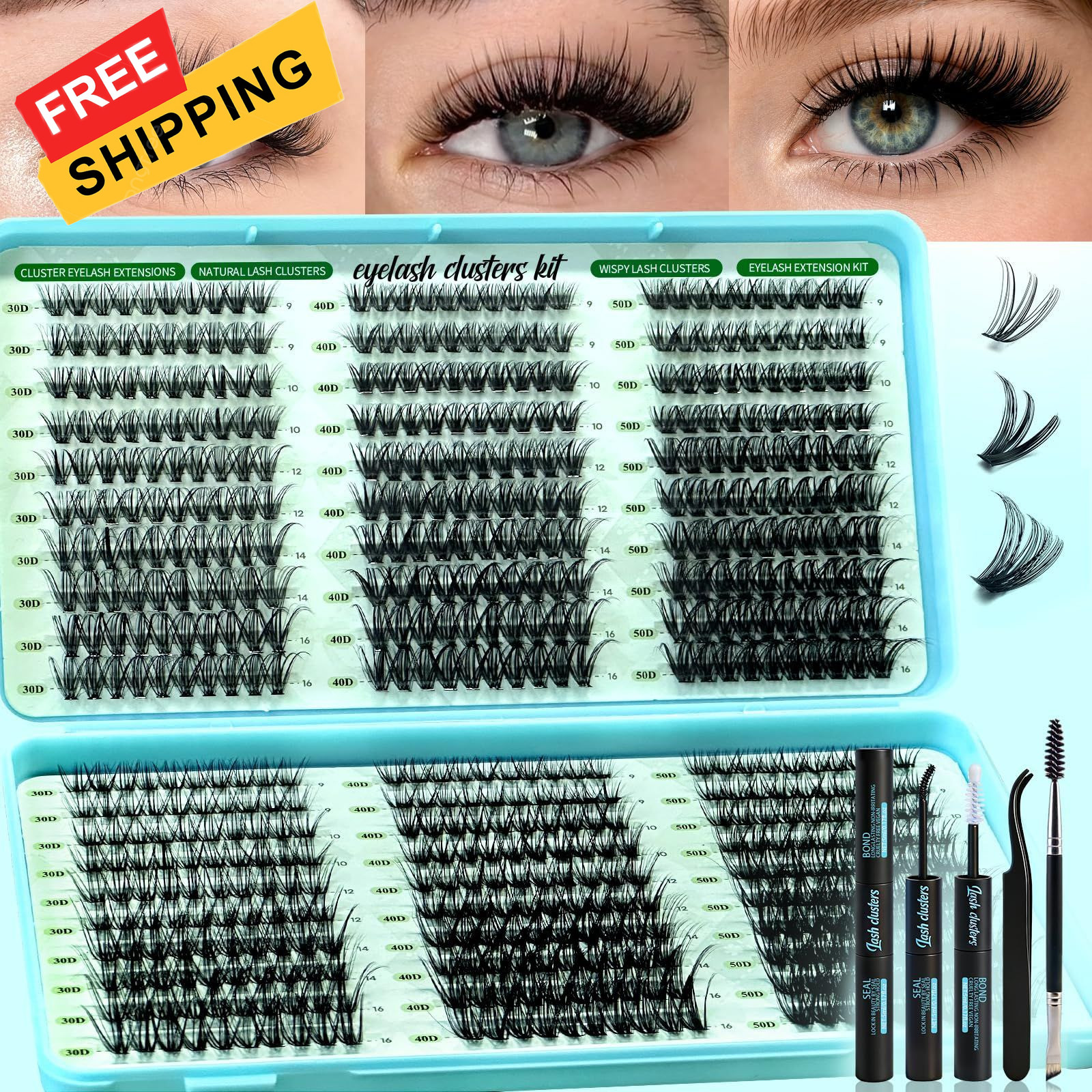 600pcs Wispy Lash Clusters 1 count (Pack of 1), Clusters-30D+40D+50D KIT