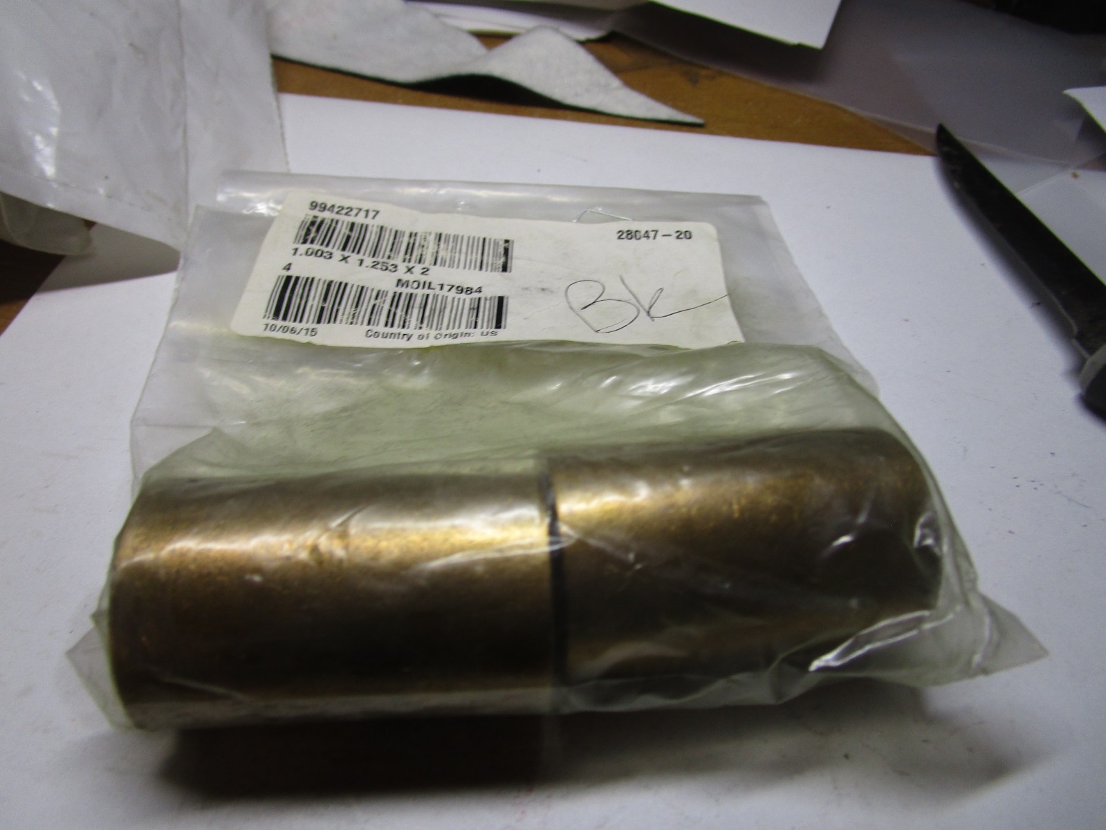 1.003 IN I.D. x 1.253 IN O.D. x 2 IN L SAE 841  Bronze Sleeve Bearing QTY 2