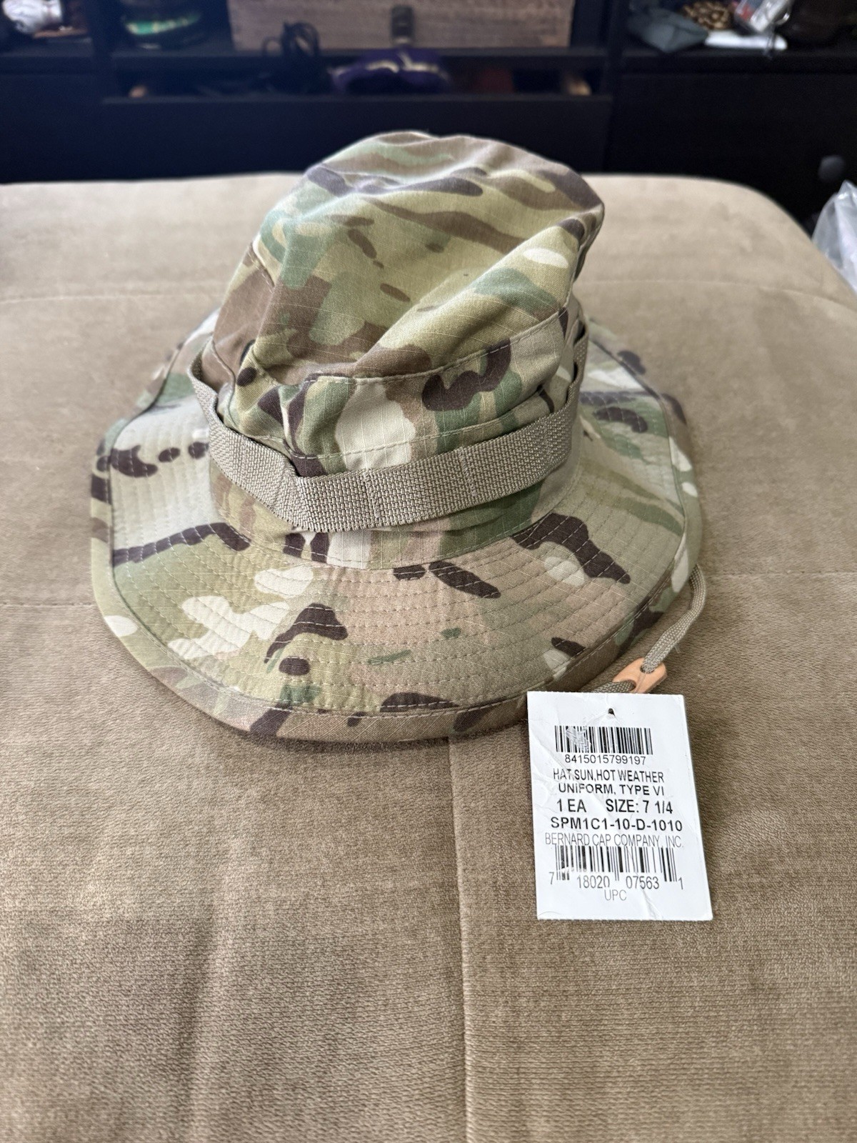 US Military Boonie Hat Camo Hat Sun Weather Type IV Bernard Cap Co Sz 7 1/4 New