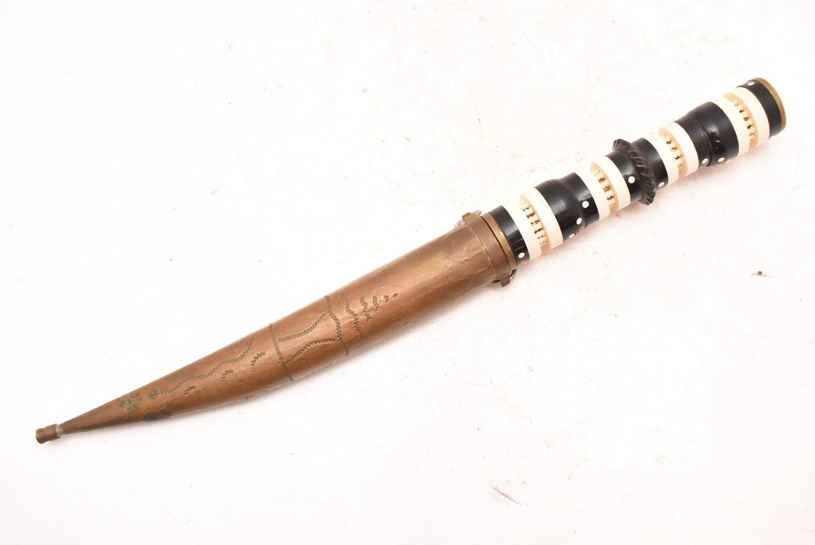 Antique Jambiya dagger Knife Inlayed Pearl Horn Handle Moroccan Syrian VTG-